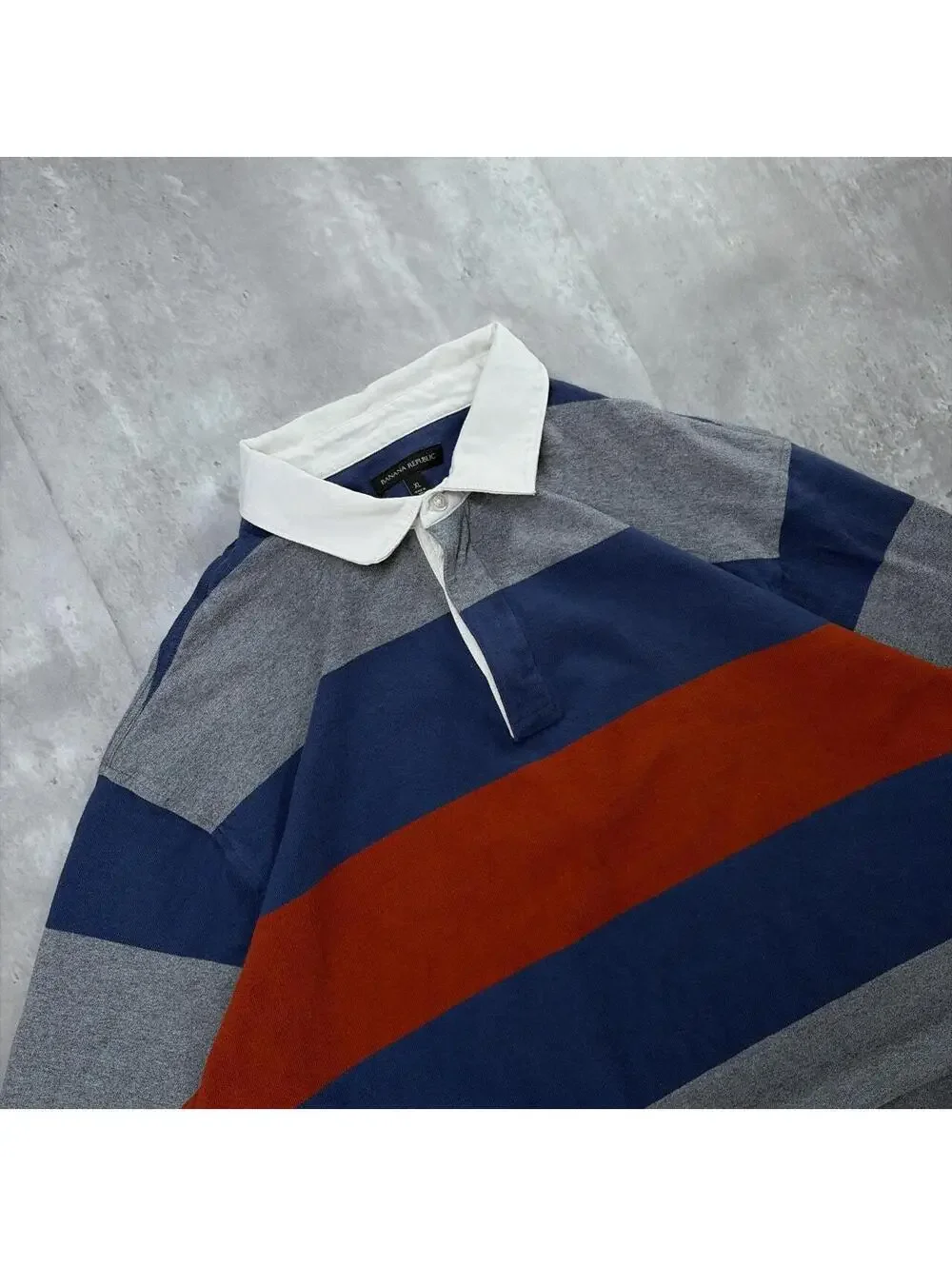 Y2K Banana Republic Striped Rugby Long Sleeve Polo Shirt
